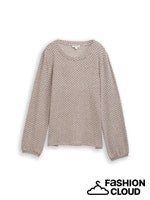 TOM TAILOR T-SHIRT COSY CREW NECK brown graphical minimal