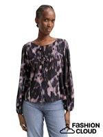 Afbeelding in Gallery-weergave laden, TOM TAILOR DENIM VOLUME SLEEVE BLOUSE black brown abstract print
