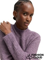 Load image into Gallery viewer, TOM TAILOR DENIM KNIT HAIRY MOCK-NECK PULLOVER dark lavender melange
