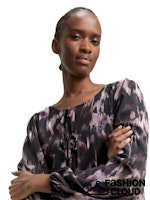 Afbeelding in Gallery-weergave laden, TOM TAILOR DENIM VOLUME SLEEVE BLOUSE black brown abstract print

