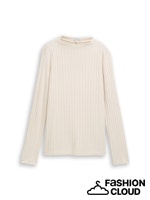 Load image into Gallery viewer, TOM TAILOR T-SHIRT COSY WIDE RIB MOCK NECK sand stone beige melange

