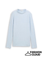 Load image into Gallery viewer, TOM TAILOR T-SHIRT COSY WIDE RIB MOCK NECK light fjord blue melange
