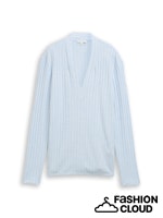 TOM TAILOR T-SHIRT V-NECK COSY RIB light fjord blue