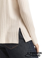 Load image into Gallery viewer, TOM TAILOR T-SHIRT COSY WIDE RIB MOCK NECK sand stone beige melange
