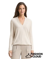 Load image into Gallery viewer, TOM TAILOR T-SHIRT V-NECK COSY RIB sand stone beige melange
