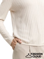Load image into Gallery viewer, TOM TAILOR T-SHIRT V-NECK COSY RIB sand stone beige melange
