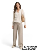 Load image into Gallery viewer, TOM TAILOR T-SHIRT V-NECK COSY RIB sand stone beige melange
