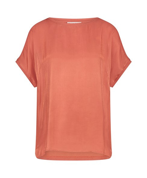 TRAMONTANA SHIMMER FABRIC MIX TOP terra