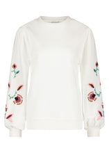 Load image into Gallery viewer, TRAMONTANA SWEATER PUFF SHOULDER FLOWER off white
