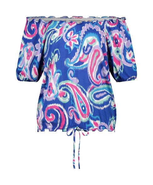 TRAMONTANA TOP JERSEY BIG PAISLEY S/S print blues