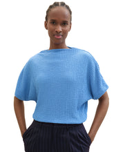 Load image into Gallery viewer, TOM TAILOR DENIM CRINKLE BATWING T-SHIRT sicilian blue
