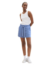 Load image into Gallery viewer, TOM TAILOR DENIM INDIGO PAPER BAG SHORTS bright mid blue chambray
