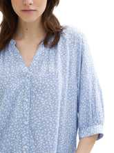 Load image into Gallery viewer, TOM TAILOR DENIM BALLOON SLEEVE BLOUSE mid blue minimal print
