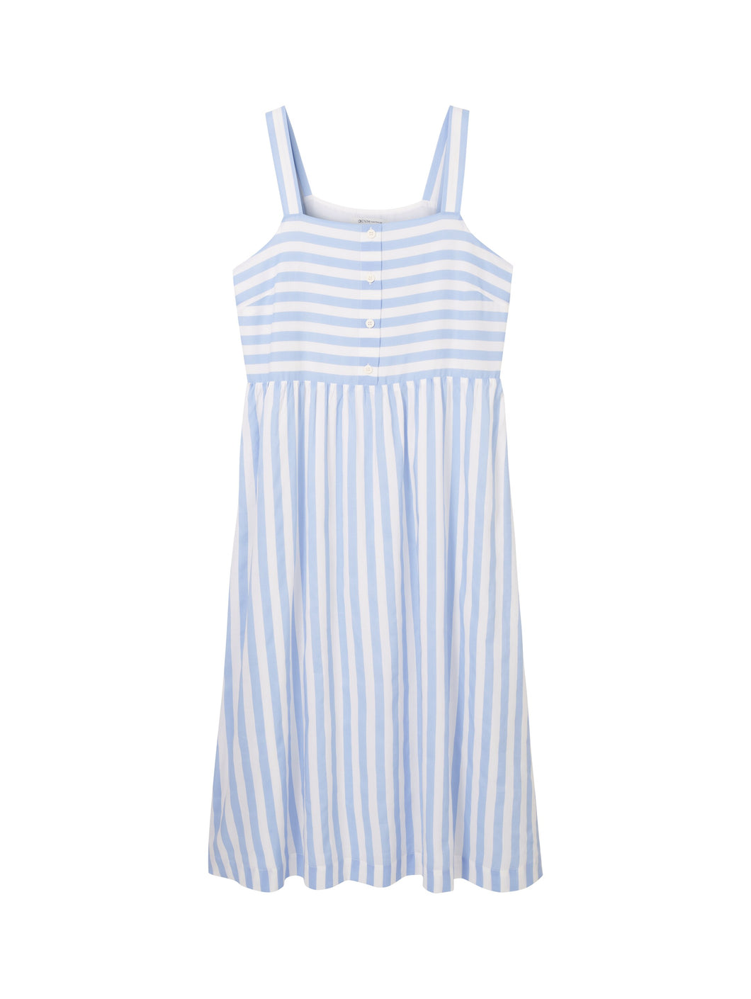 TOM TAILOR DENIM MIDI DRESS WITH BUTTONS mid blue white stripe