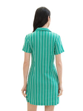 Load image into Gallery viewer, TOM TAILOR DENIM MINI LINEN SKIRT DRESS green white vertical stripe
