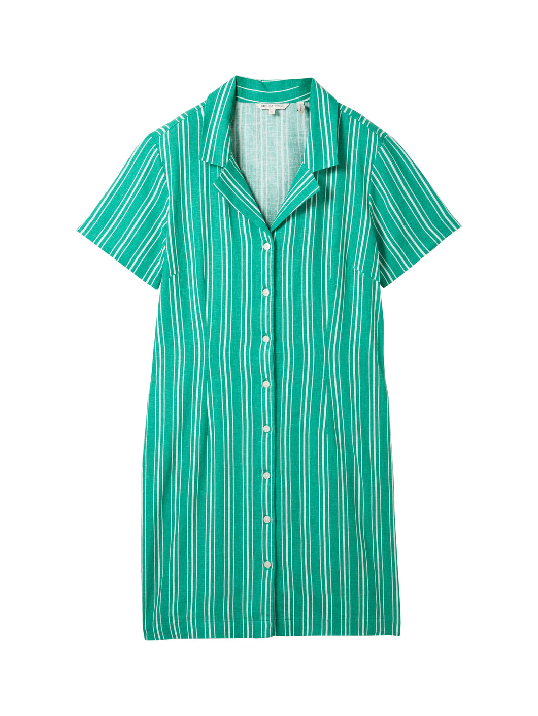 TOM TAILOR DENIM MINI LINEN SKIRT DRESS green white vertical stripe