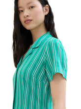 Afbeelding in Gallery-weergave laden, TOM TAILOR DENIM MINI LINEN SKIRT DRESS green white vertical stripe
