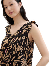 Load image into Gallery viewer, TOM TAILOR DENIM ANGEL SLEEVE TOP WITH BUTTONS black tropical print
