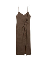 Load image into Gallery viewer, TOM TAILOR DENIM STRAP SLEEVE DRESS WITH TWIST black beige stripe
