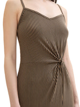 Load image into Gallery viewer, TOM TAILOR DENIM STRAP SLEEVE DRESS WITH TWIST black beige stripe

