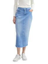 Afbeelding in Gallery-weergave laden, TOM TAILOR DENIM MIDI DENIM SKIRT used mid stone blue
