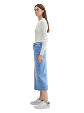 Afbeelding in Gallery-weergave laden, TOM TAILOR DENIM MIDI DENIM SKIRT used mid stone blue
