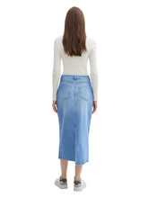 Afbeelding in Gallery-weergave laden, TOM TAILOR DENIM MIDI DENIM SKIRT used mid stone blue
