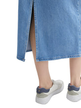 Afbeelding in Gallery-weergave laden, TOM TAILOR DENIM MIDI DENIM SKIRT used mid stone blue
