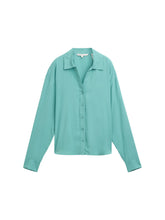 Afbeelding in Gallery-weergave laden, TOM TAILOR DENIM OPEN COLLAR BLOUSE dark pacific teal
