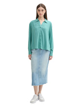 Afbeelding in Gallery-weergave laden, TOM TAILOR DENIM OPEN COLLAR BLOUSE dark pacific teal
