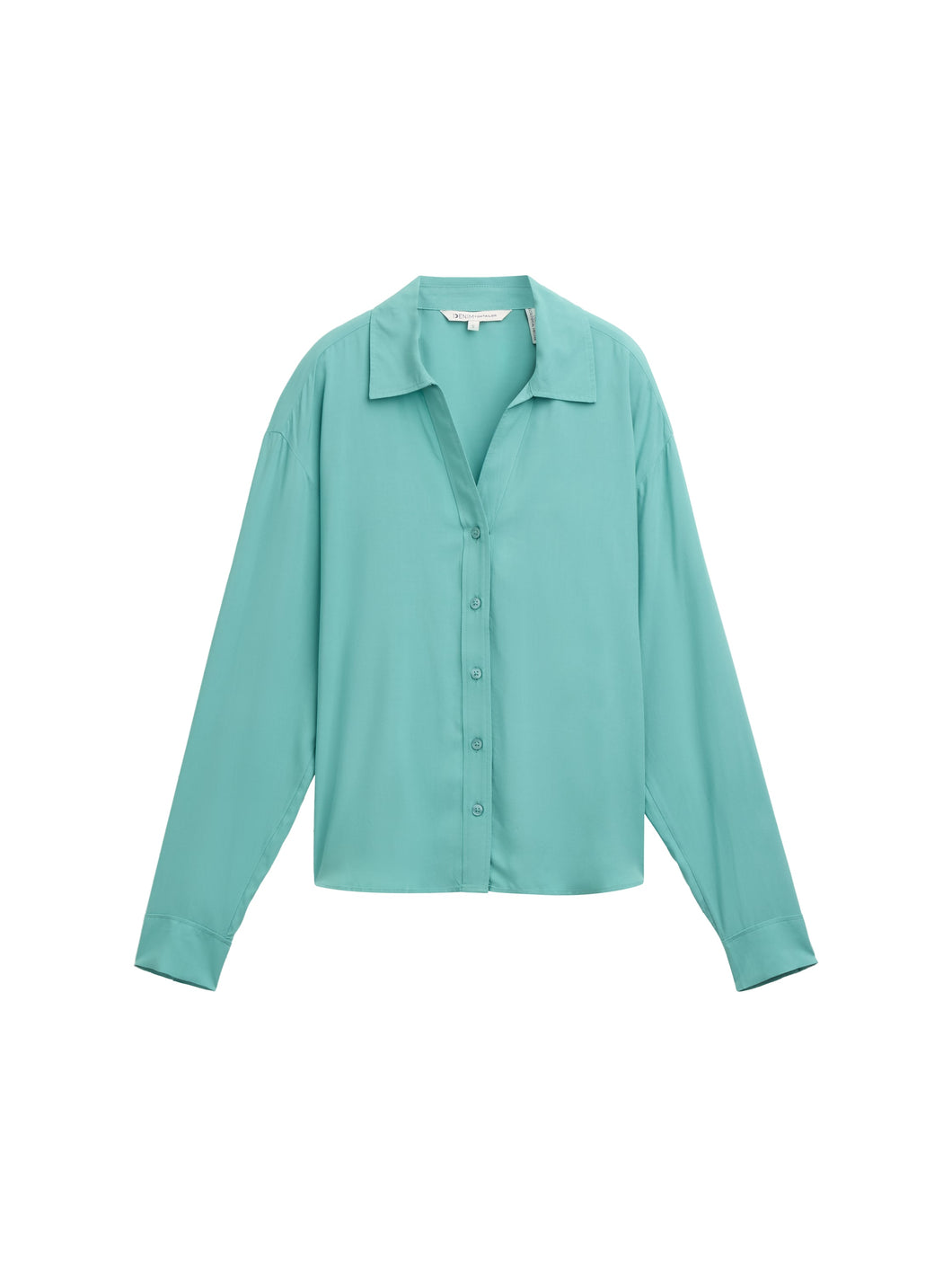 TOM TAILOR DENIM OPEN COLLAR BLOUSE dark pacific teal