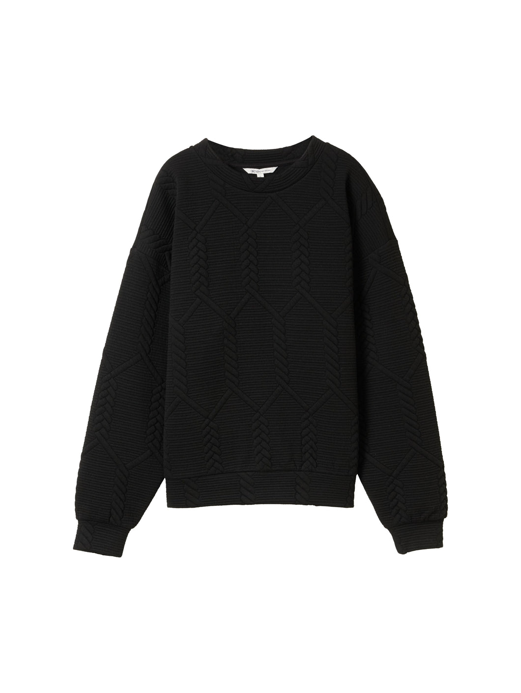 TOM TAILOR DENIM CABLE QUILTED SWEATSHIRT deep black