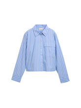 Afbeelding in Gallery-weergave laden, TOM TAILOR BOXY POPLIN SHIRT WITH POCKET mid blue white stripe
