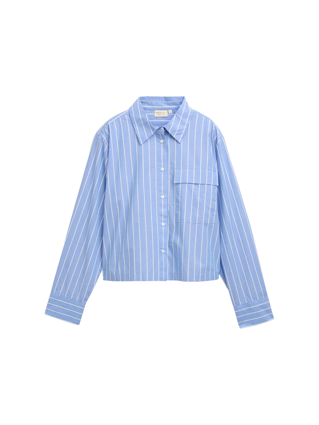 TOM TAILOR BOXY POPLIN SHIRT WITH POCKET mid blue white stripe