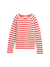 Afbeelding in Gallery-weergave laden, TOM TAILOR DENIM STRUCTURE T-SHIRT WITH BUTTONS white red stripe
