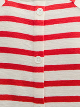 Afbeelding in Gallery-weergave laden, TOM TAILOR DENIM STRUCTURE T-SHIRT WITH BUTTONS white red stripe
