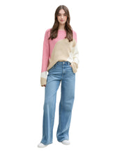 Afbeelding in Gallery-weergave laden, TOM TAILOR DENIM COLORED KNIT PULLOVER pink white colorblock
