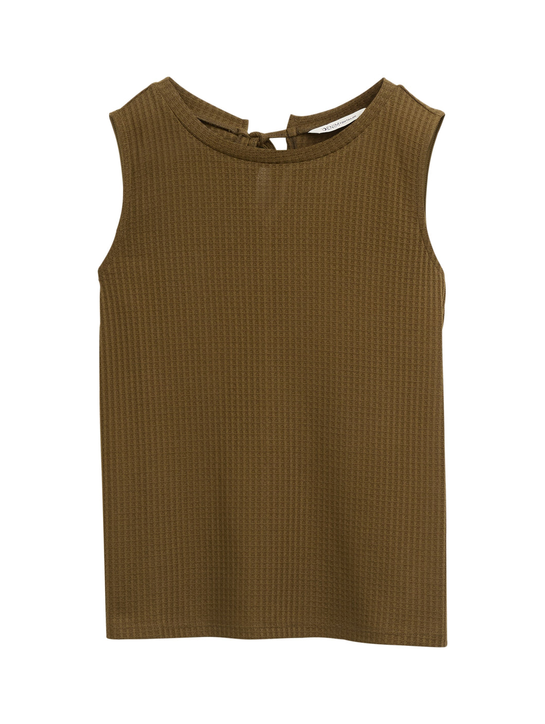 TOM TAILOR DENIM STRUCTURED TOP WITH BOW golden olive green
