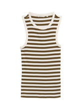 Afbeelding in Gallery-weergave laden, TOM TAILOR DENIM RIB RACERBACK TOP olive white stripe
