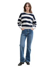 Afbeelding in Gallery-weergave laden, TOM TAILOR DENIM CREWNECK SWEATSHIRT navy white block stripe
