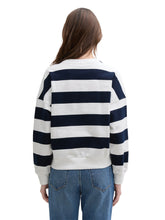 Afbeelding in Gallery-weergave laden, TOM TAILOR DENIM CREWNECK SWEATSHIRT navy white block stripe
