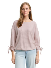 Afbeelding in Gallery-weergave laden, TOM TAILOR DENIM STRUCTURED STRIPE T-SHIRT small dusty rose white
