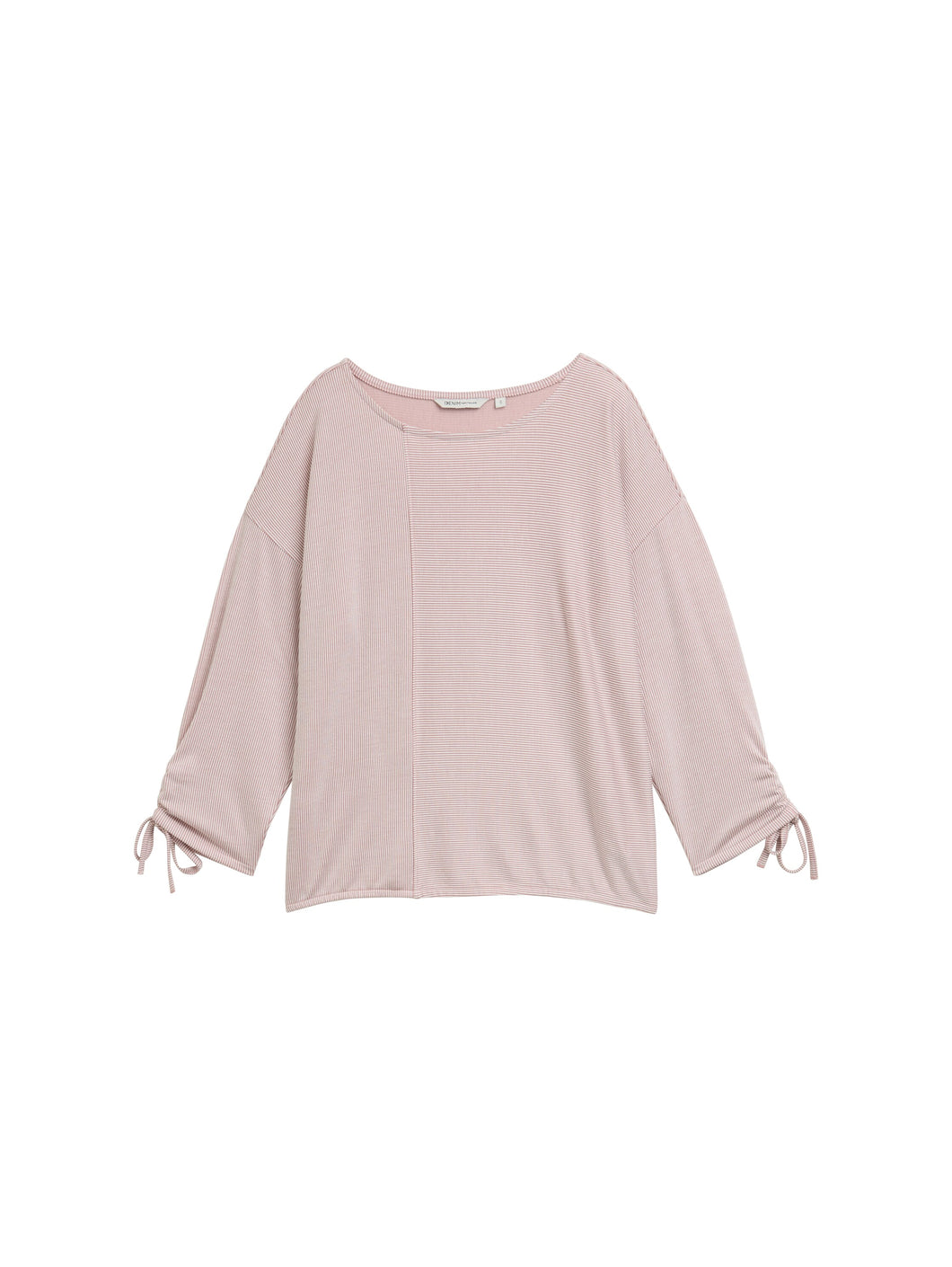 TOM TAILOR DENIM STRUCTURED STRIPE T-SHIRT small dusty rose white