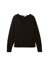 Afbeelding in Gallery-weergave laden, TOM TAILOR DENIM COZY V-NECK PULLOVER deep black
