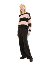 Afbeelding in Gallery-weergave laden, TOM TAILOR DENIM STRUCTURED COTTON PULLOVER rose black colorblock
