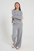 Load image into Gallery viewer, FREEQUENT PANTALON EMBER WIDE LEG FULL LENGTH medium grey mel.
