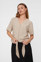Load image into Gallery viewer, FREEQUENT BLOUSE WITH TIE LAVA sand melange
