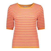 Load image into Gallery viewer, GEISHA TOP KNIT SHORT SLEEVES STRIPES orange/red/sand
