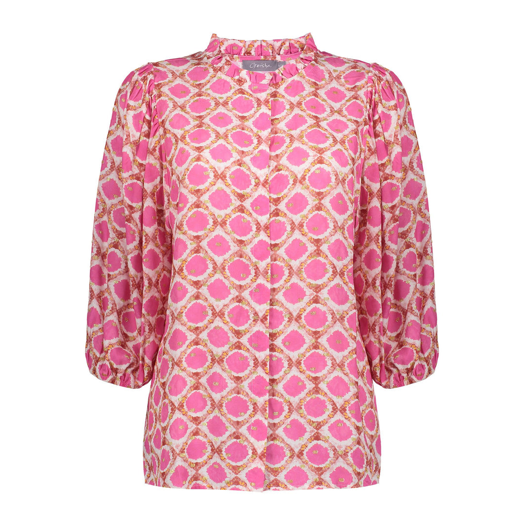 GEISHA BLOUSE off white/fuchsia