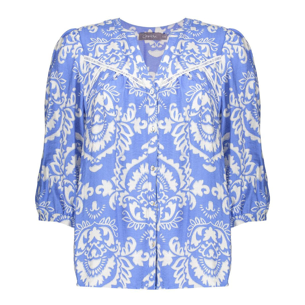 GEISHA BLOUSE BI COLOR light blue